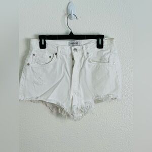 AGOLDE White Distressed Denim Shorts Size 27